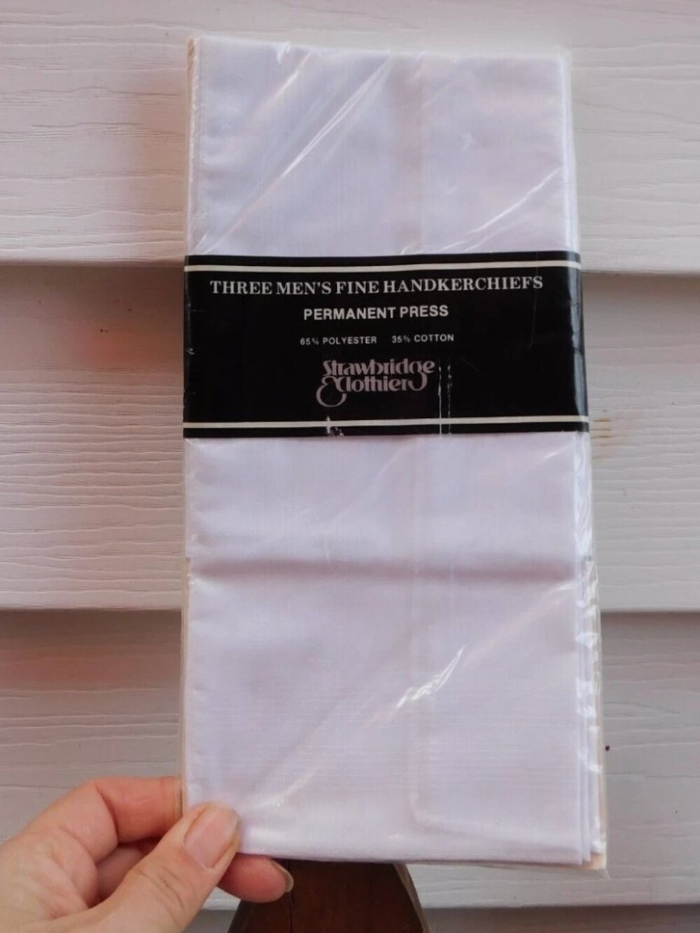 Mens Strawbridge Handkerchiefs Permant Press Pack of 3 New Old Stock